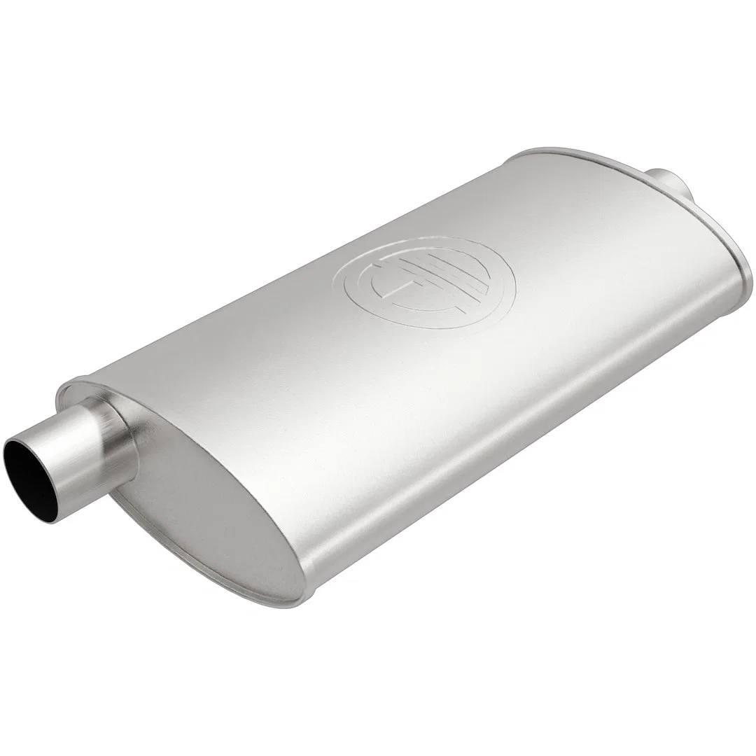 100-1737 – OEM EXHAUST Exhaust Muffler, Aluminized Steel Case Single 2 Inch Offset Inlet Single Center 2 Inch Outlet ...